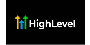HighLevel logo displayed prominently on a black background.