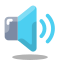 Blue speaker icon on a black background, symbolizing voice or audio communication.